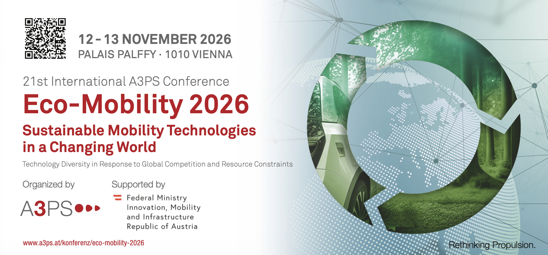 Flyer Eco-Mobility 2026; 21st International A3PS Conference