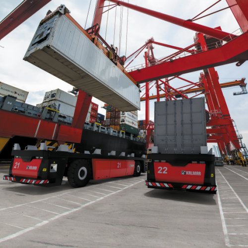 Kalmar automated guided vehicle for transporting containers